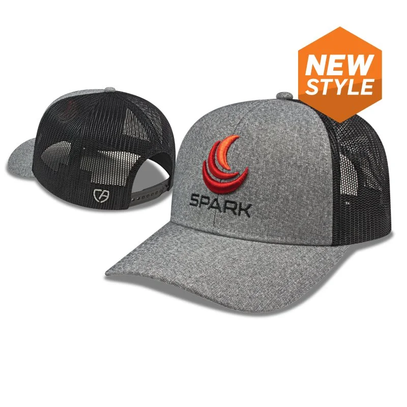 Charcoal and black Cap America i8518 – PREMIUM LINE Premium Mélange Trucker Mesh Back Cap