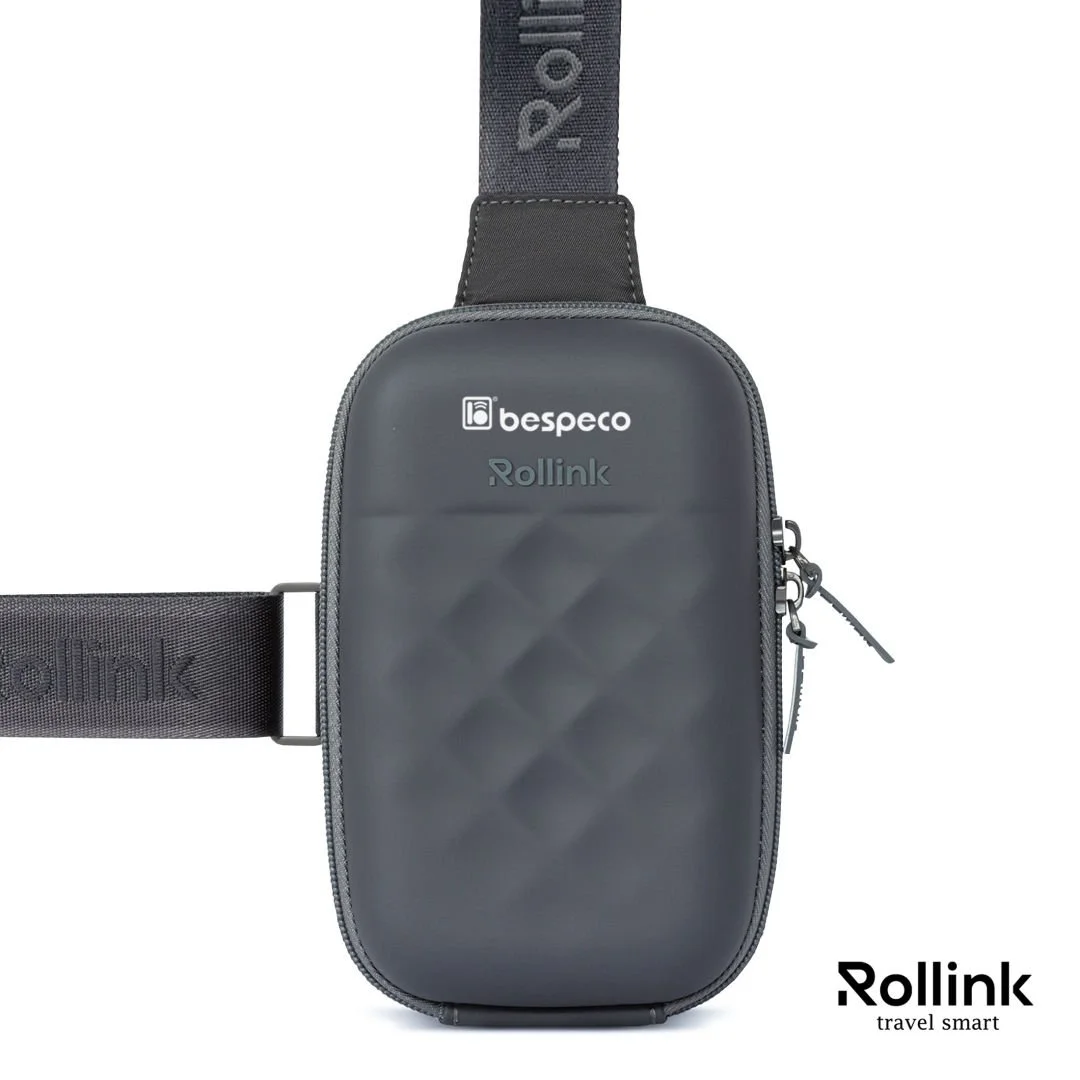 Slate gray Rollink Mini Bag Go compact hard shell sling bag, front view
