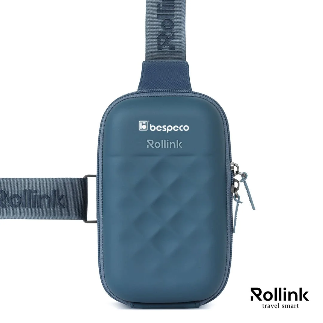 Blue Rollink Mini Bag Go hard shell sling bag with quilted front and adjustable strap