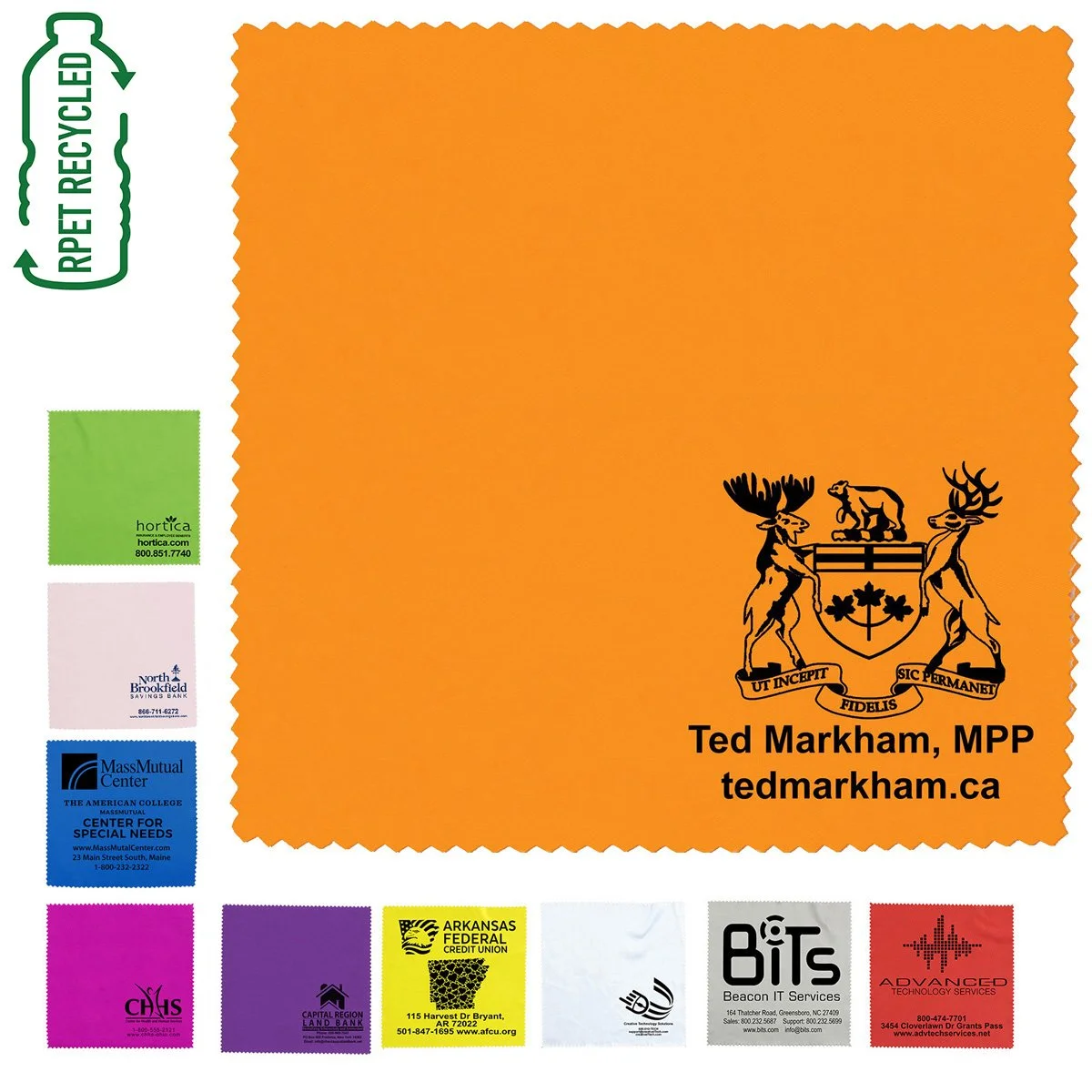 5088 - “OneCleanScreen” 100% Microfiber RPET Recycled Polyester Cleaning Cloth & Screen Cleaner 6”x 6”