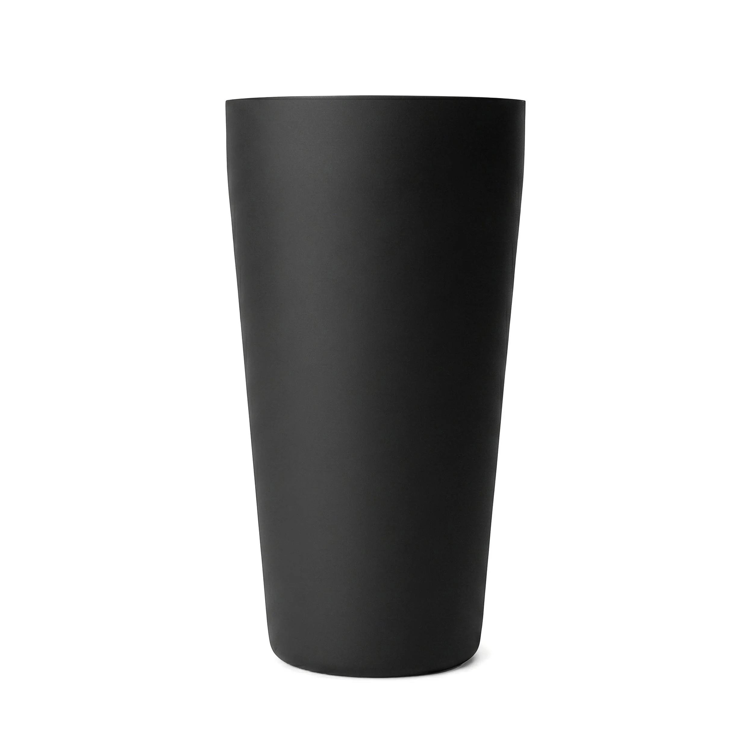 Same matte black shaker tin shown alone in its unbranded version, with no logo printed on the front.