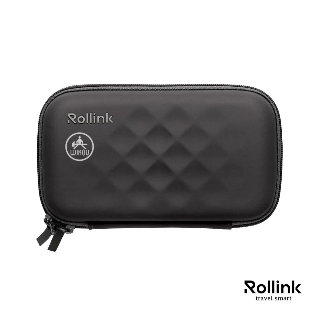 Black Rollink Tour Mini Bag hard shell crossbody travel bag with quilted pattern, front view