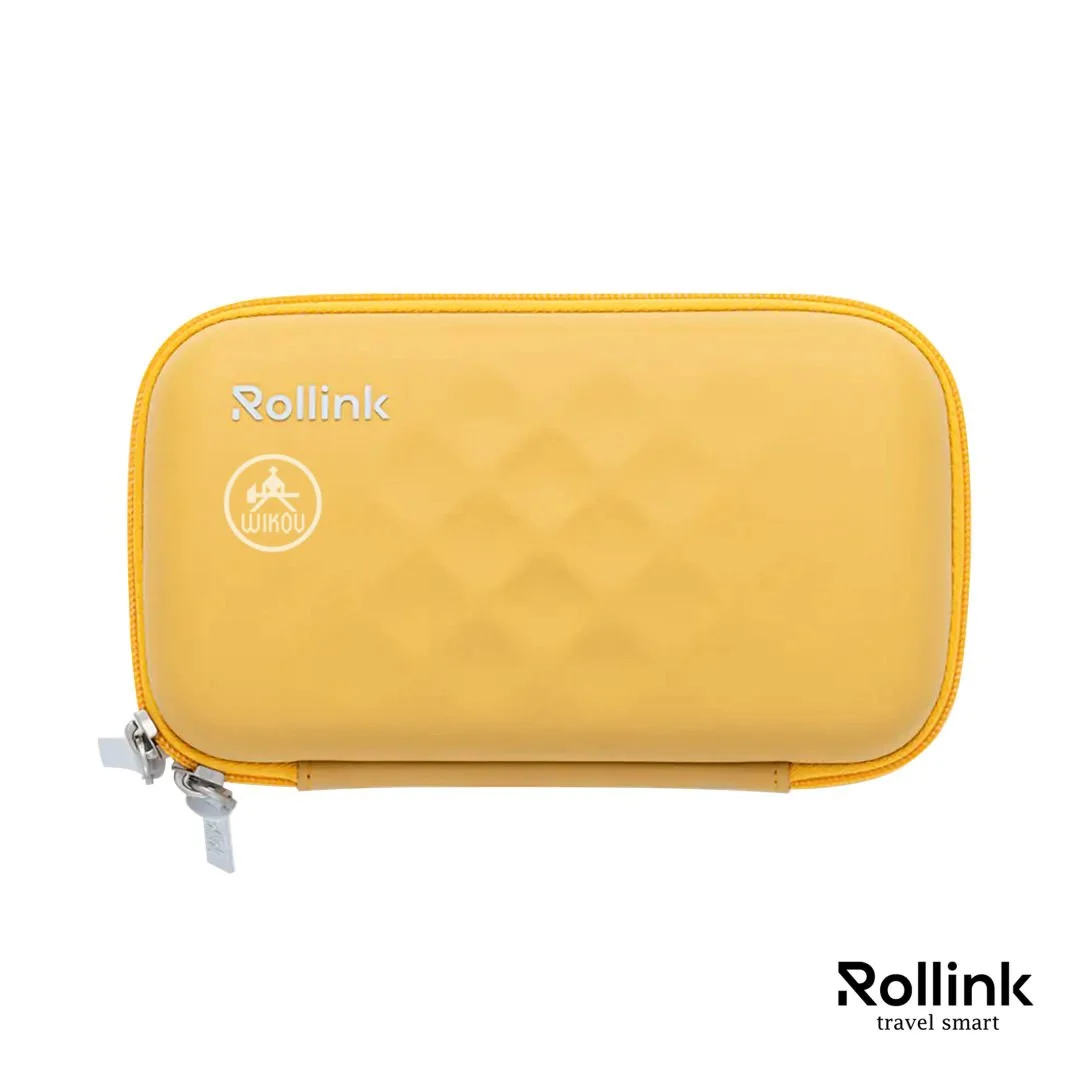 Yellow Rollink Tour Mini Bag hard shell crossbody travel bag with quilted pattern, front view