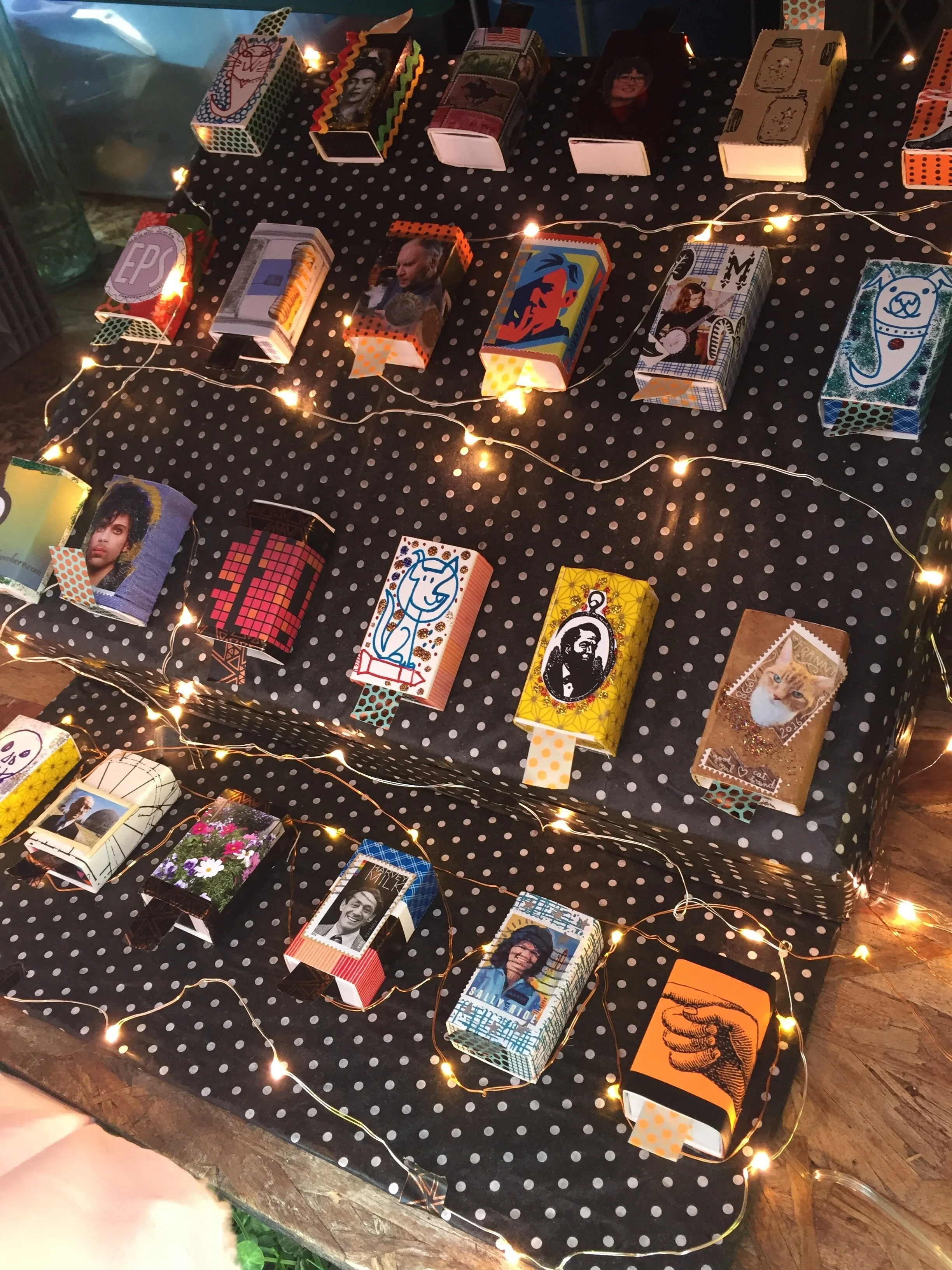 Tiny shrines created for stamp window at SF Dia de Los Muertos, 2018