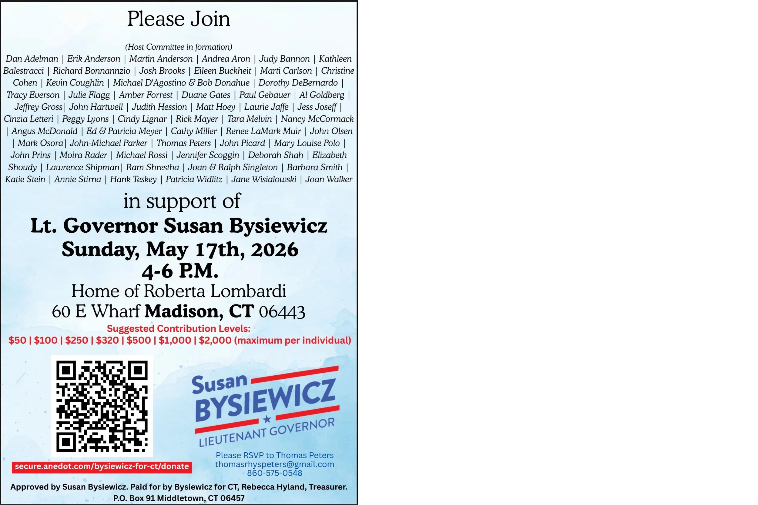 Democrats in support of Lt. Governor Susan Bysiewicz