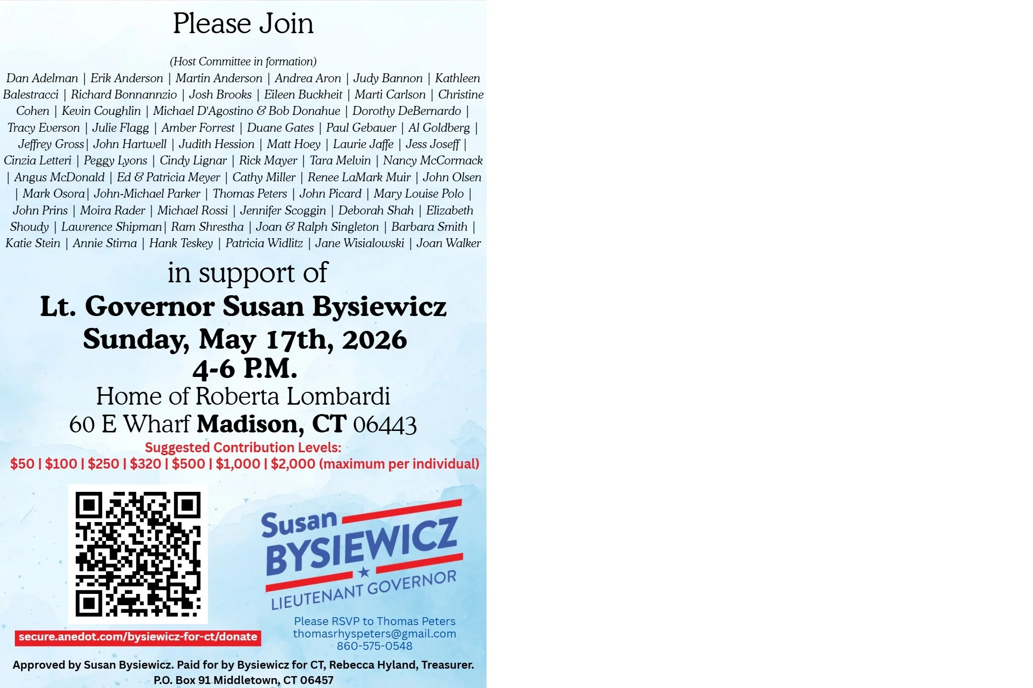 Democrats in support of Lt. Governor Susan Bysiewicz
