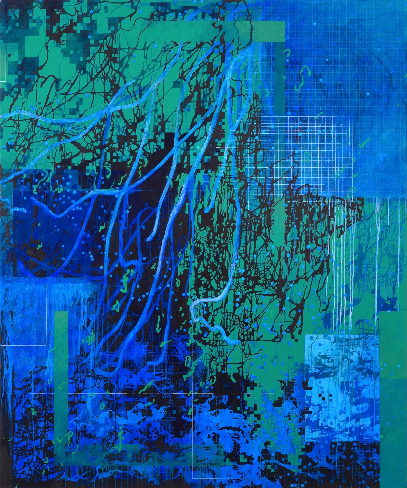 Anne Rynearson "Pearls" - 2016, acrylic and interference on canvas, 72”x60”