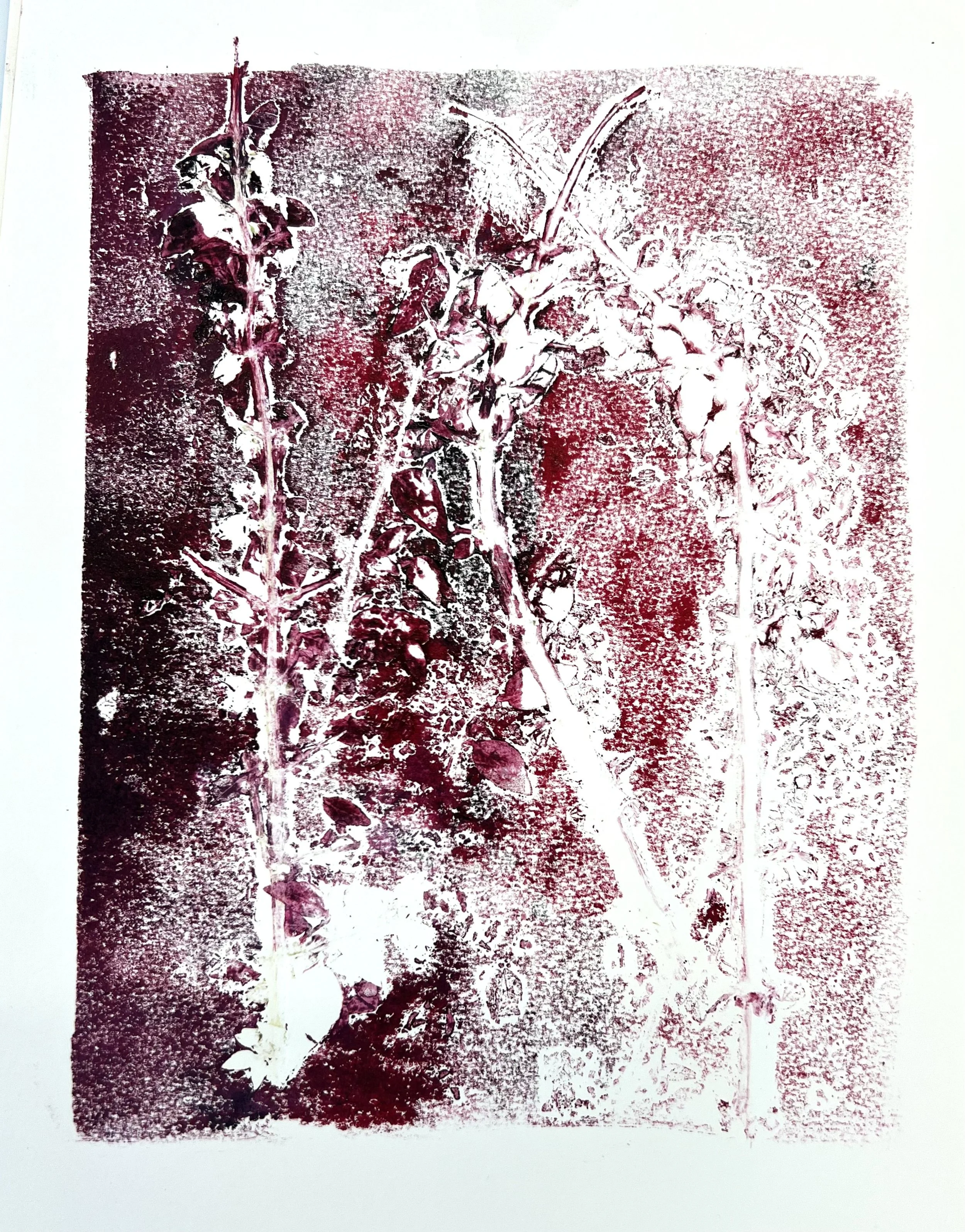 Erin Williams "Signs of Spring" - 2021, Monoprint on paper (copy), 4"x6" -- $35
