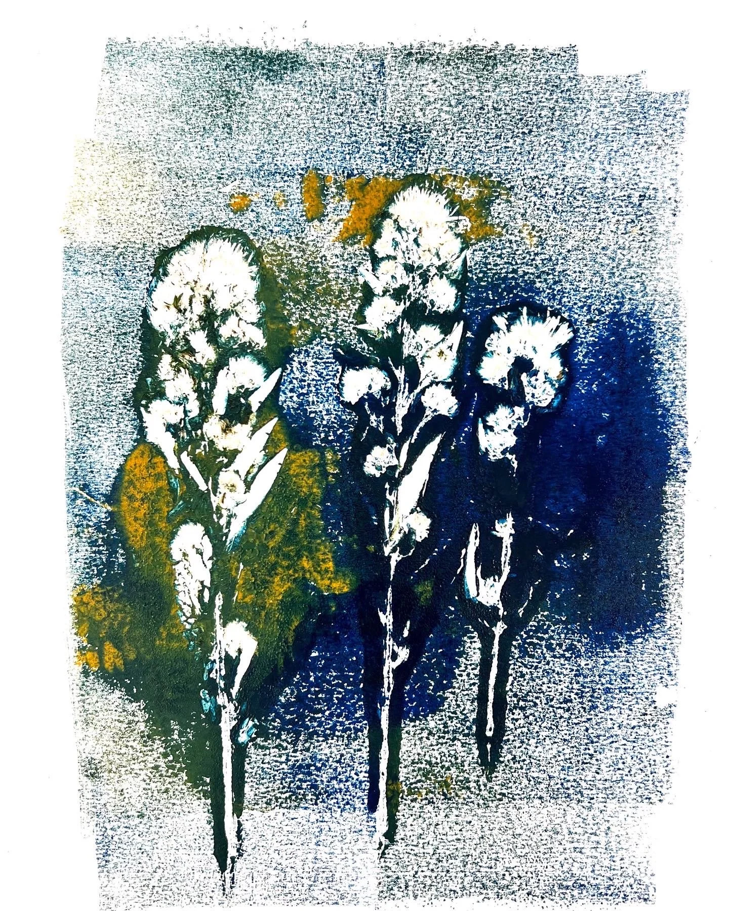 Erin Williams "Blue Impressions" - 2021, Monoprint on paper (copy), 4"x6" -- $35