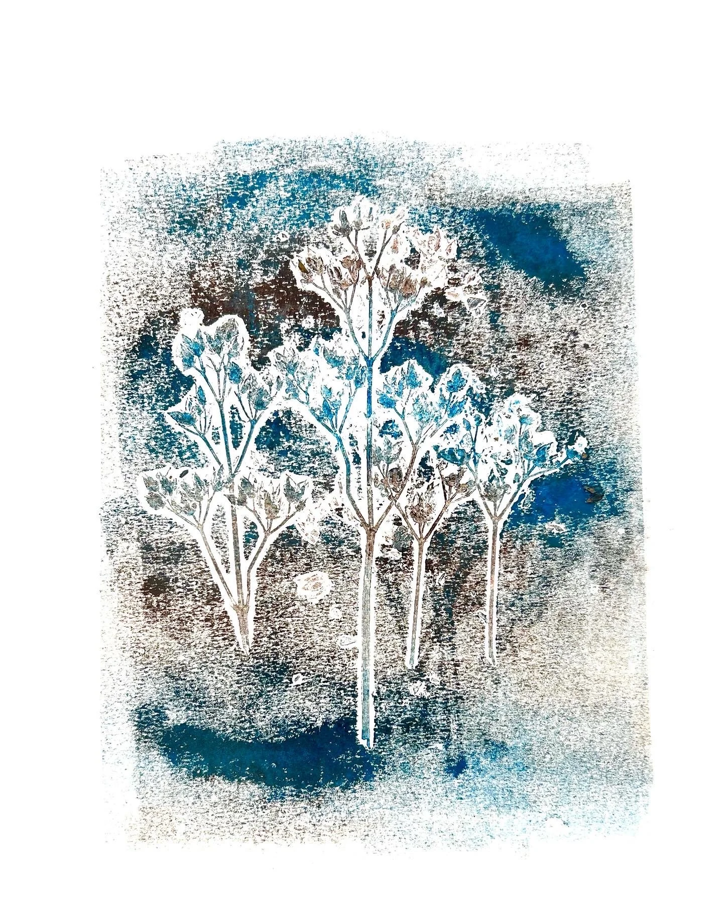 Erin Williams "Winter Flowers" - 2021, Monoprint on paper (copy), 4"x6" -- $35