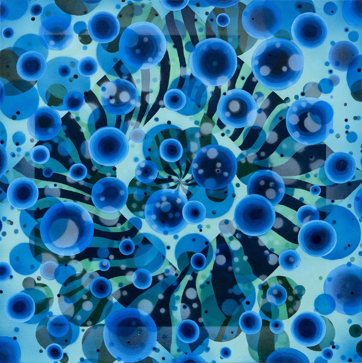 Anne Rynearson "Subconscious Scenario" - 2021, acrylic on canvas, 20”x20”