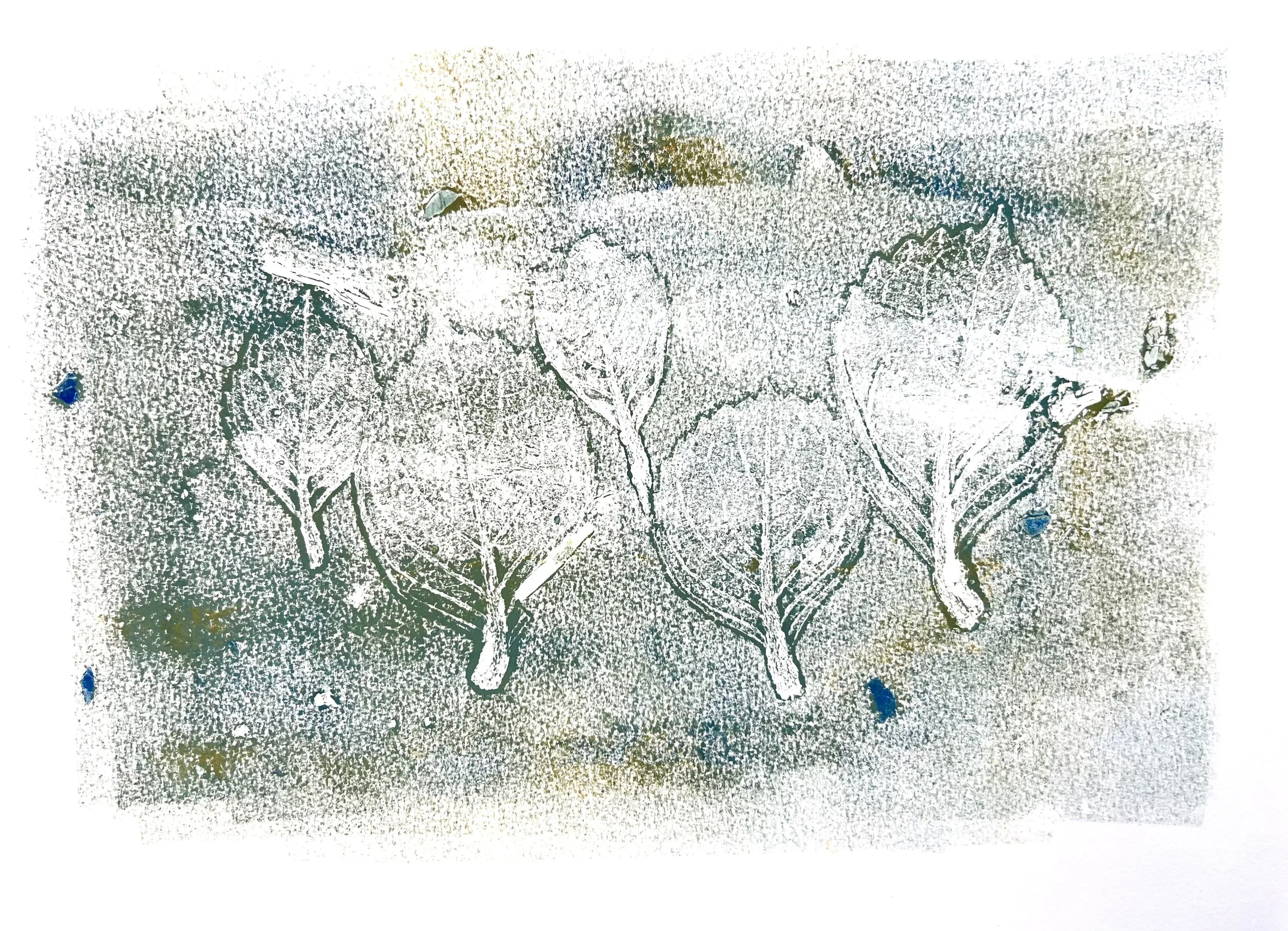 Erin Williams "Change of Seasons" - 2021, Monoprint on paper (copy), 6"x4" -- $35
