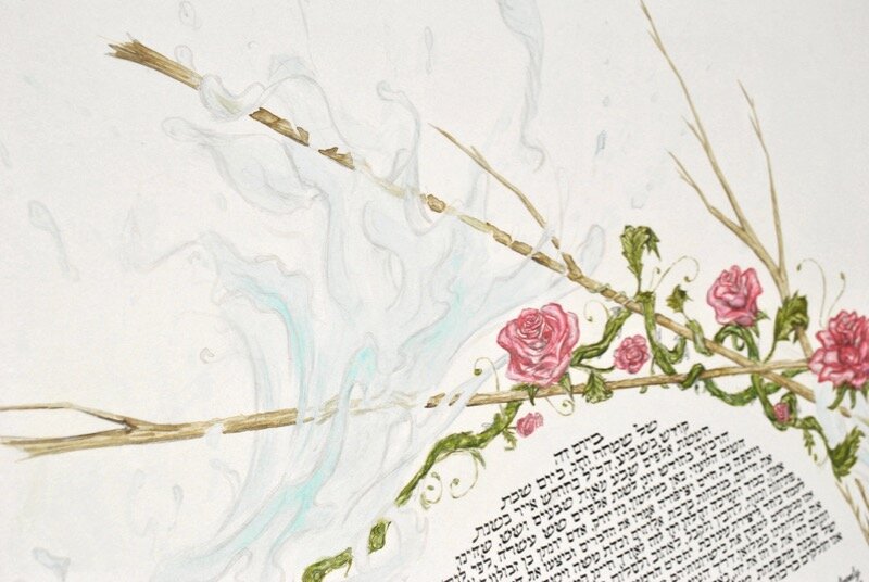 Elegant Roses and Water Ketubah