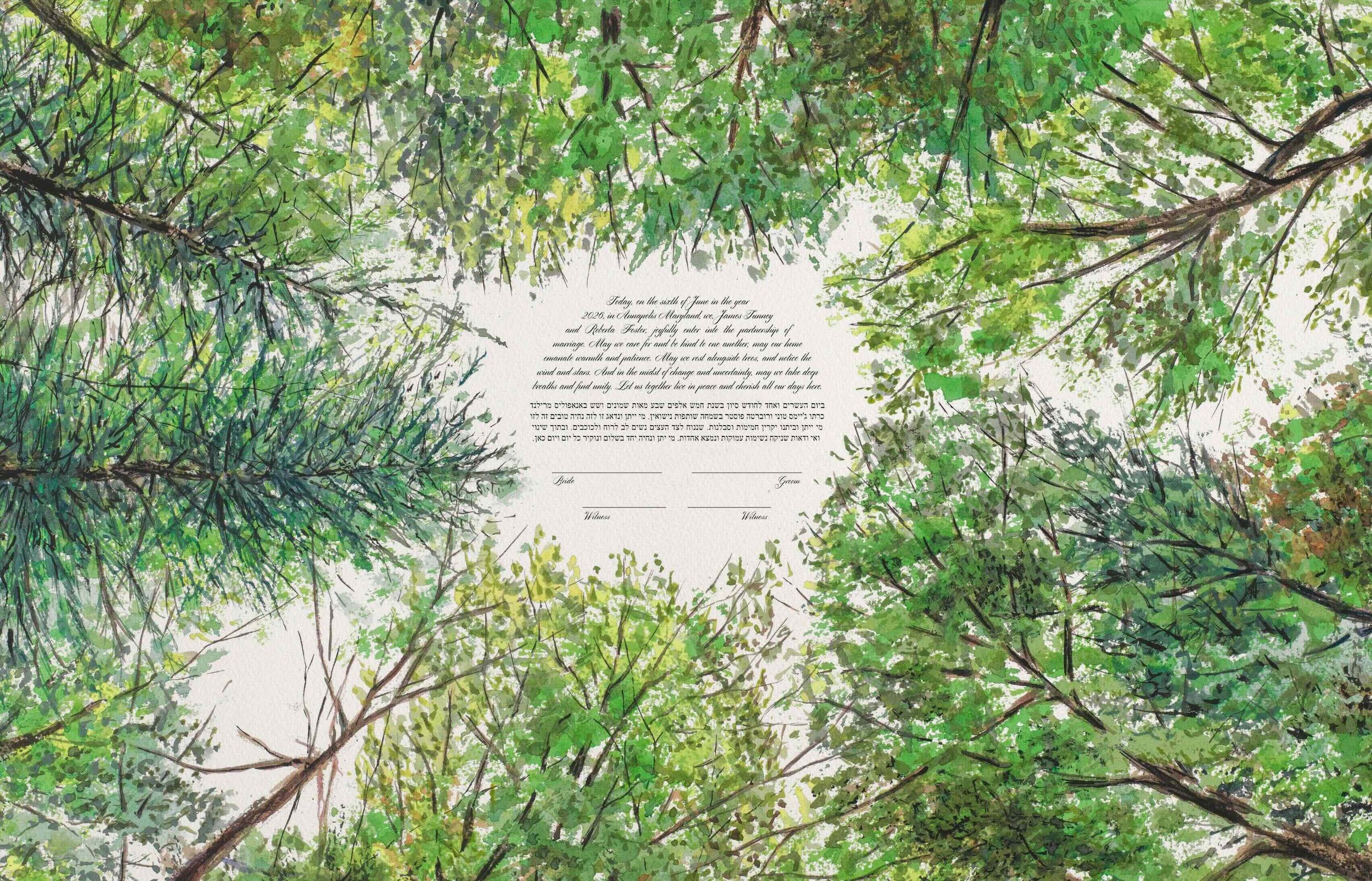 Summer Forest Canopy Looking Up Ketubah Windthrow 3.jpeg