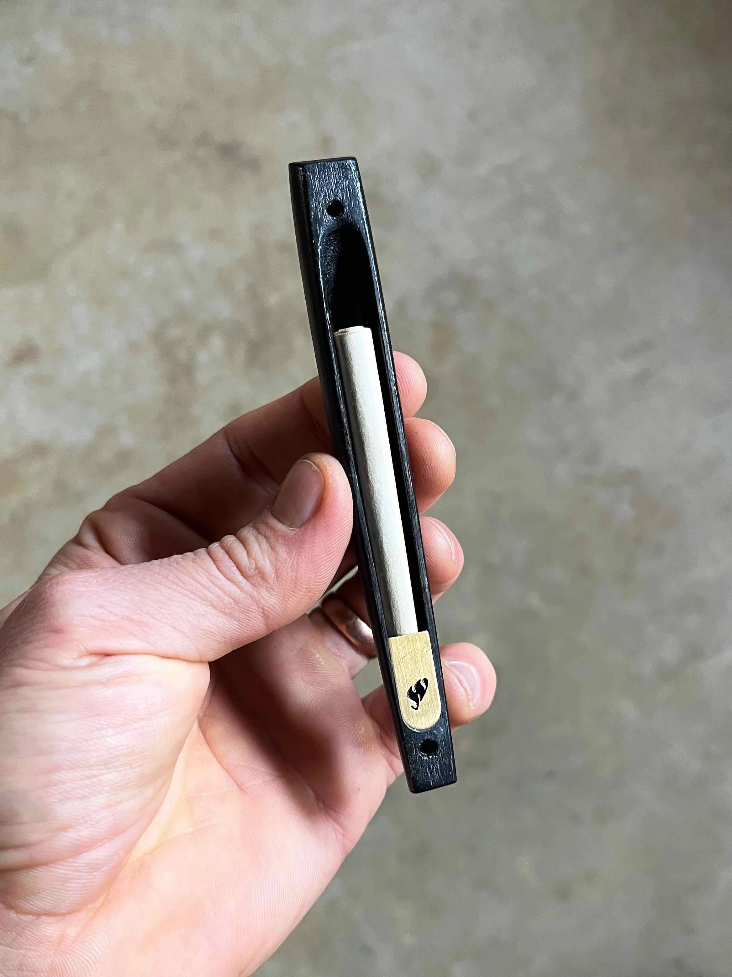 Black-Wood-Mezuzah-crafted-by-Windthrow-North-Carolina-Ember-Mezuzah-with-scroll.jpg