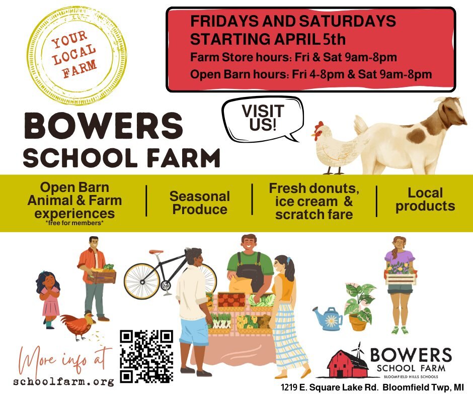 After a brief hiatus, we're thrilled to welcome you back to Bowers to experience farm fresh produce and proteins, and other quality locally sourced goods at our farm store and kitchen starting Friday April 5th!  Open Barn will coincide with Friday ev