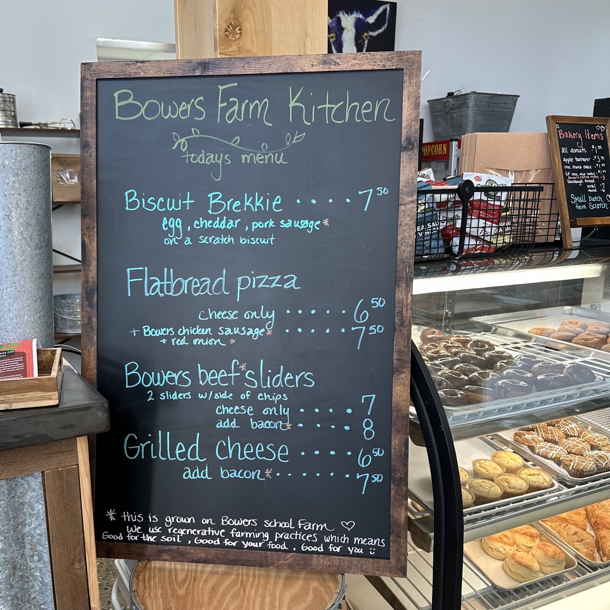 Looking for a spot to grab breakfast and spend some time outdoors on this beautiful spring day?  Bowers is open 9am-8pm and is serving up some scratch biscuit brekkie sammies, fresh baked sourdough loaves, muffins, and more, served all day until supp