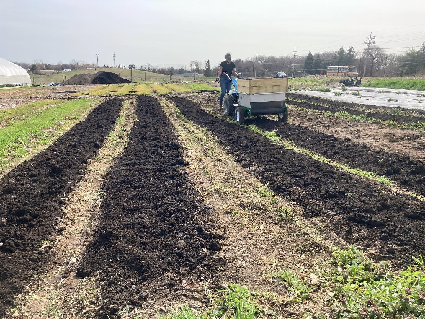 I&rsquo;ve been waiting for this day all winter! We fine tuned our system for spreading compost today and prepped 12 beds for planting. Here&rsquo;s to the beginning of an awesome season! 🎉