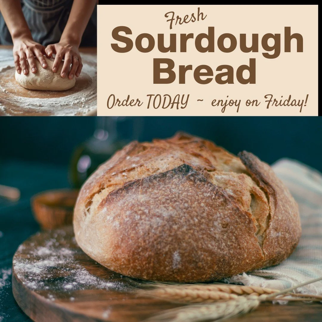 Kick off your weekend with a fresh loaf of heirloom sourdough from Bowers Farm.
Place your pre-order by 11/18 and stop by Friday, 3&ndash;6pm, to grab your freshly baked bread.  This is our final Friday bread orders.

Pre-orders required on our websi
