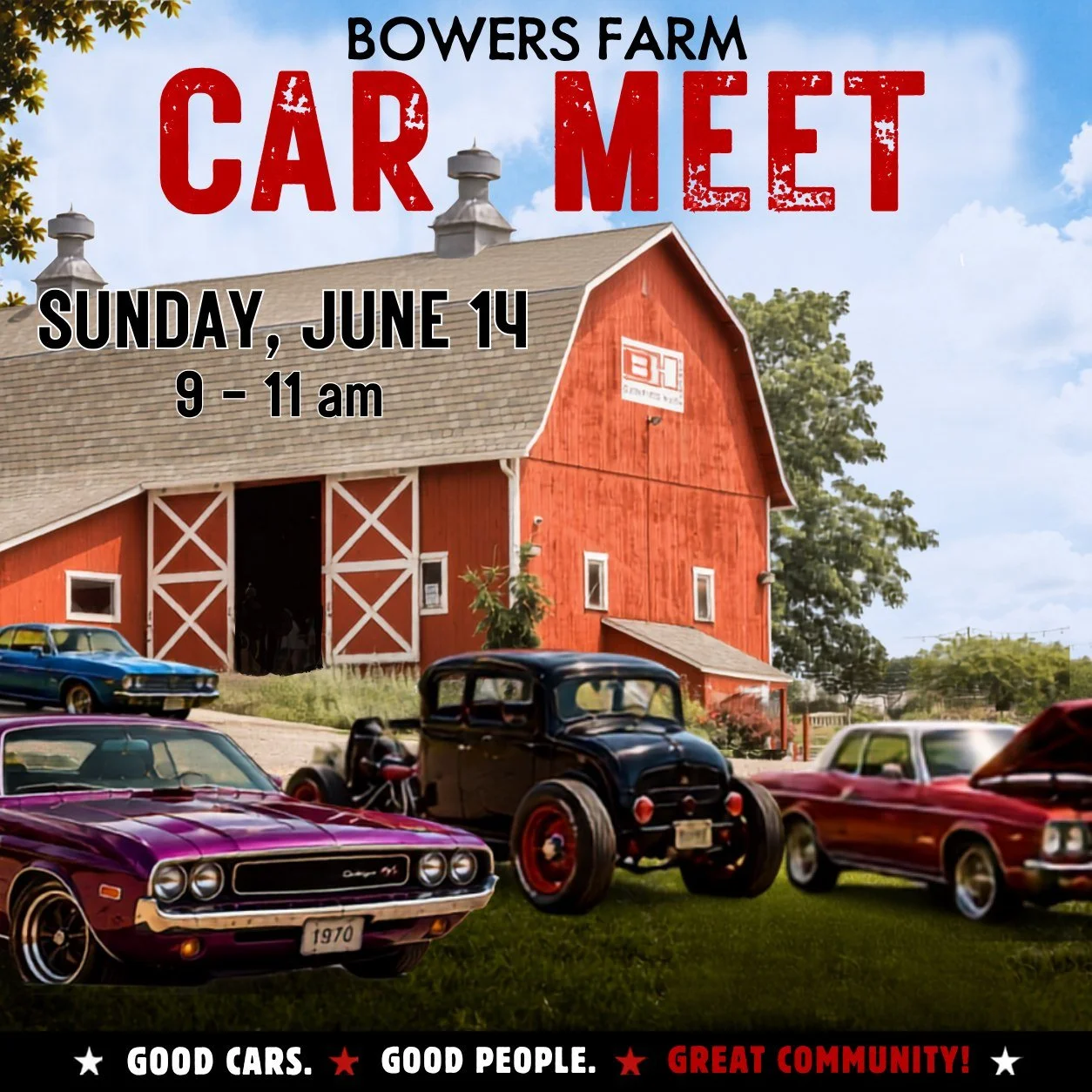🚗 NEW EVENT ALERT! 🚗

Join us at Bowers Farm for our first-ever Car Meet!

Whether you have a classic car to show off or simply enjoy admiring unique and vintage vehicles, we'd love to see you there. Meet up in the main parking lot near the Visitor