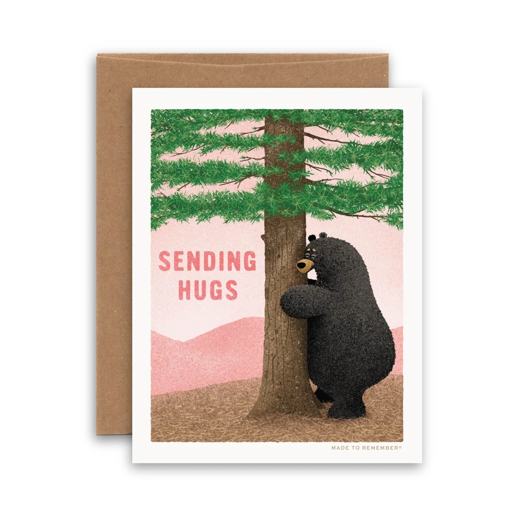 Sending Hugs | American Black Bear + Eastern White Pine Greeting Card