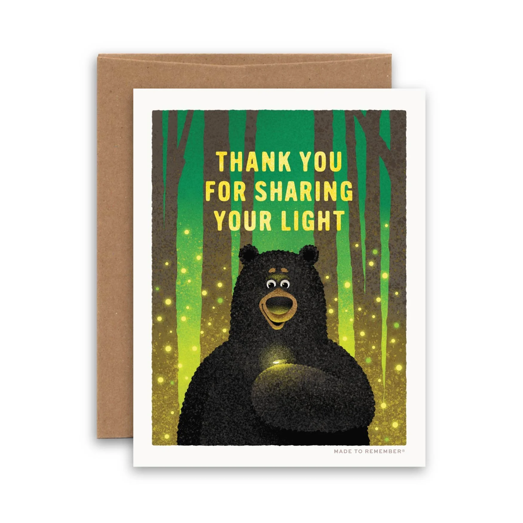 Sharing Your Light | American Black Bear + Firefly Greeting Card