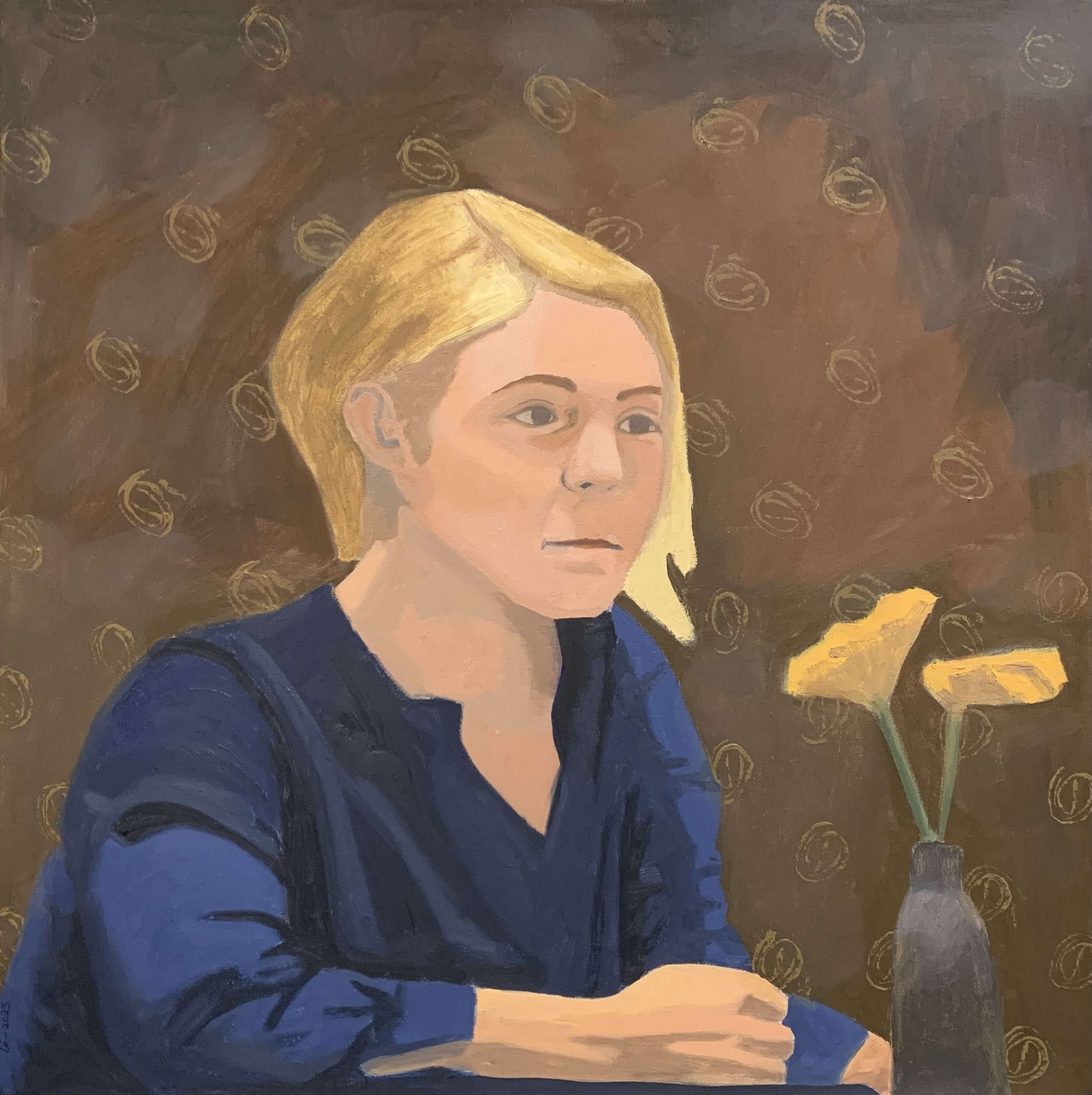 Museum Lady 24 X 24 Oil on Canvas 2023