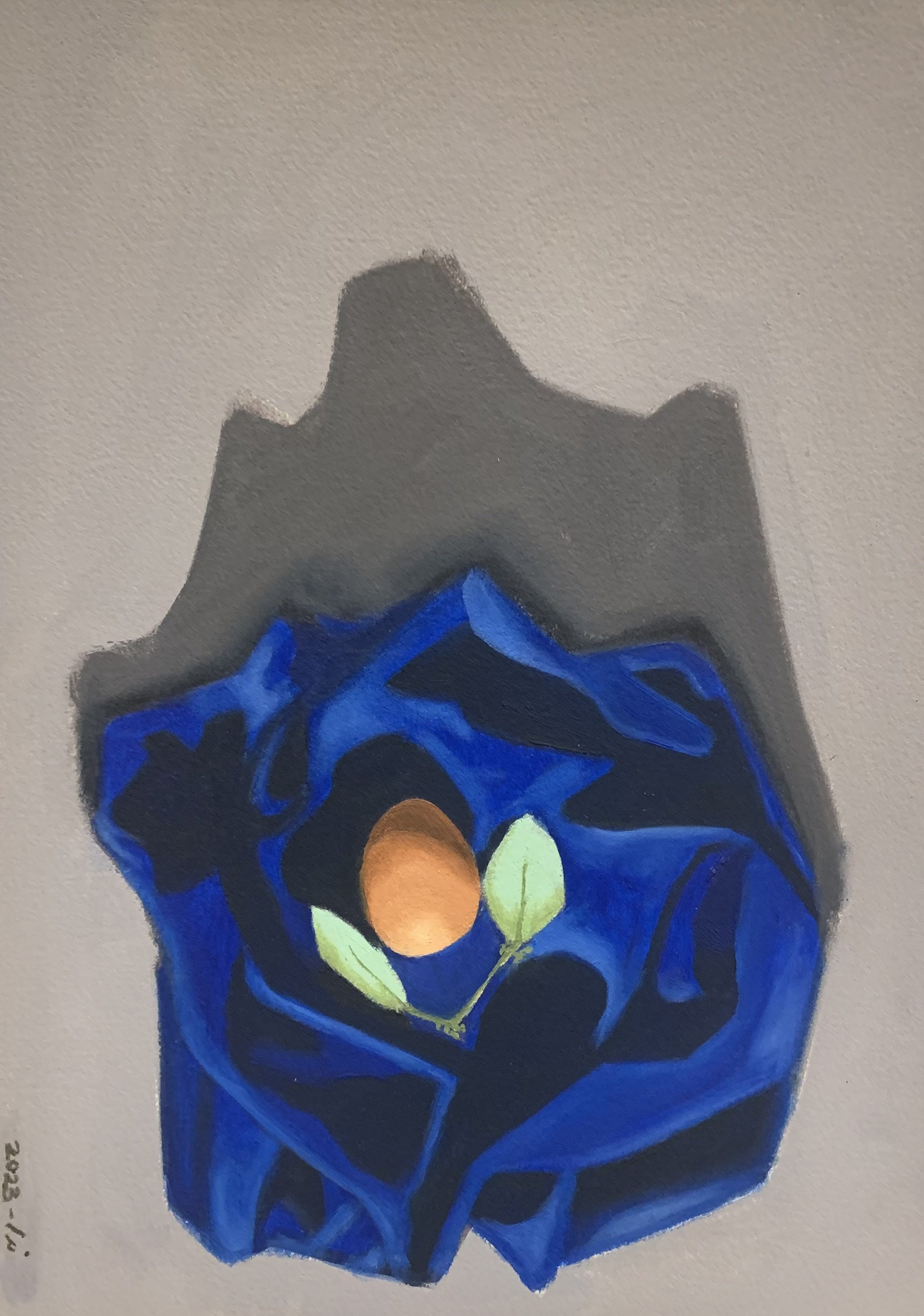   Egg in Blue  12 X 9 Oil on Paper 2023 