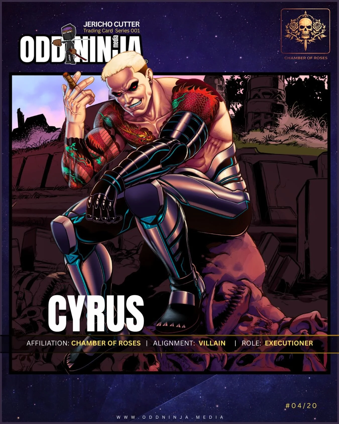 Cyrus: Character Profile. 

Read the full Editorial on our blog (link in bio)

#Jerichocutter #chamberofroses #oddninjamedia #animation #scificomics