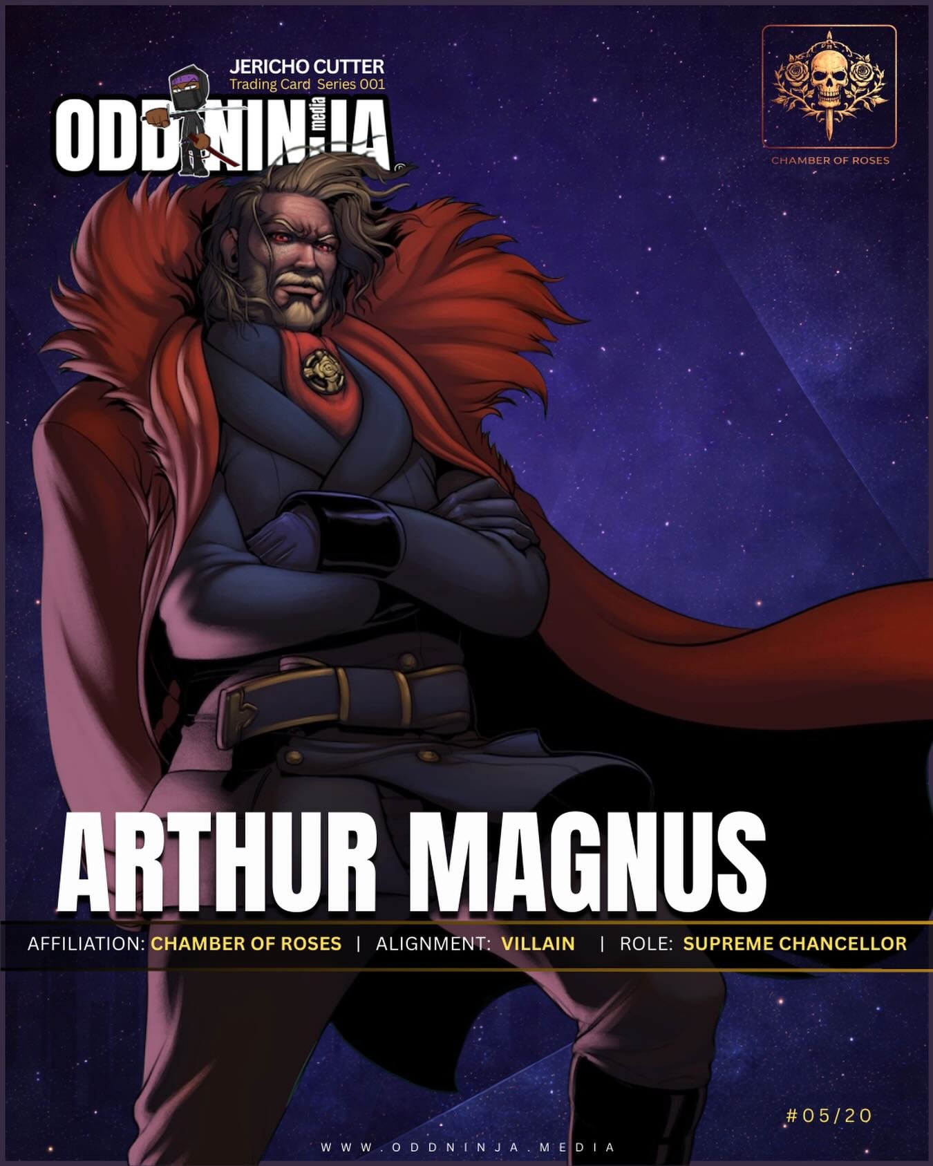 Arthur Magnus: Character Profile. 

Read the full Editorial on our blog (link in bio)

#Jerichocutter #chamberofroses #oddninjamedia #animation #scificomics