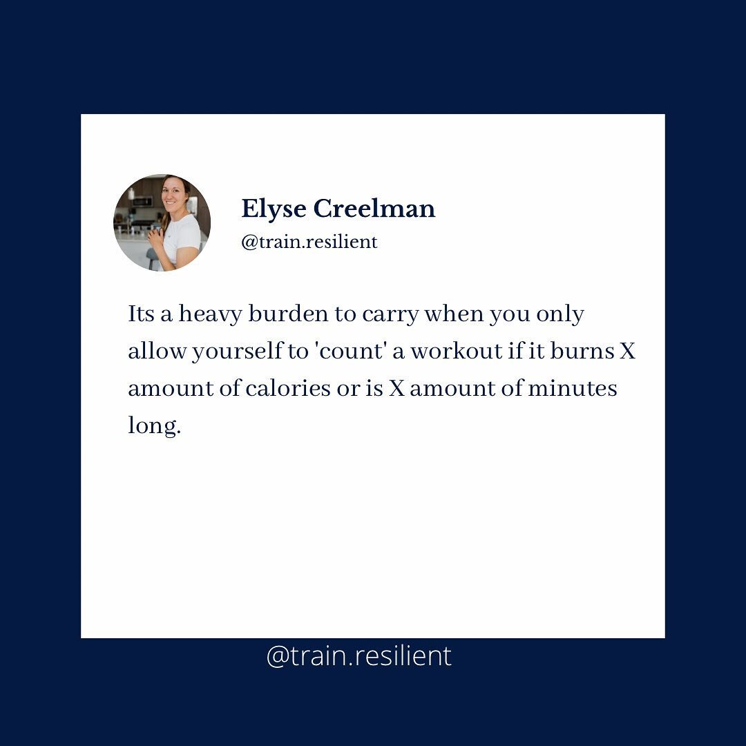 The weight of our arbitrary rules can often cut us off at our knees. 

Imagine the freedom we may experience when we honor all forms of movement. 

What unspoken expectations have you placed on yourself around movement or exercise?

Is it not &lsquo;