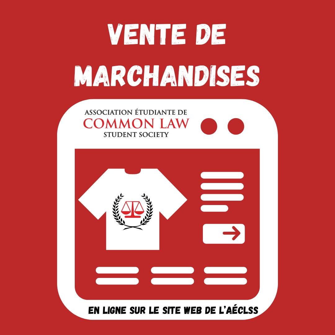 La marchandise de common law est maintenant disponible ! Lien dans notre bio ! 

Vous pouvez choisir entre le retrait &agrave; l'&eacute;cole ou la livraison &agrave; domicile pour votre commande. Veuillez noter que toutes les commandes avec retrait 