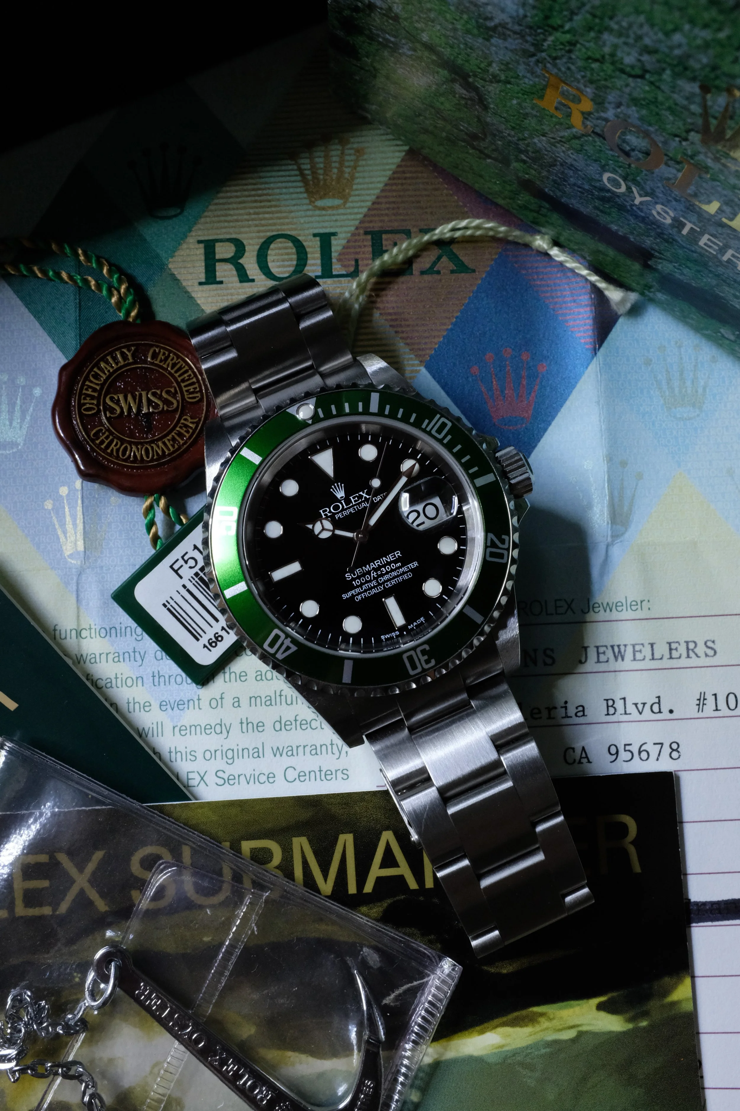 2004 Rolex Submariner 16610LV 50th Anniversary "Kermit" Unpolished Full Set Y Serial
