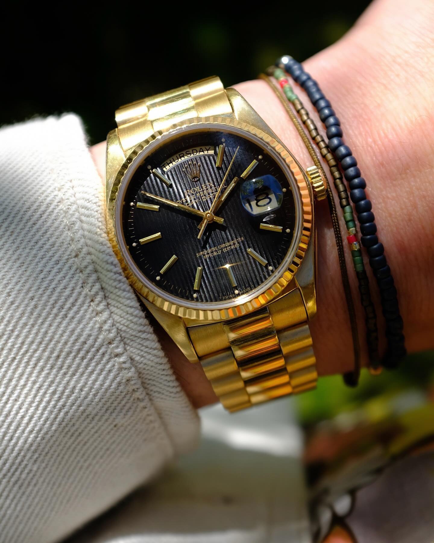 Everyone can use some gold on their wrist every now and again. 

-1979 Rolex Day-Date 18030 Tapestry dial