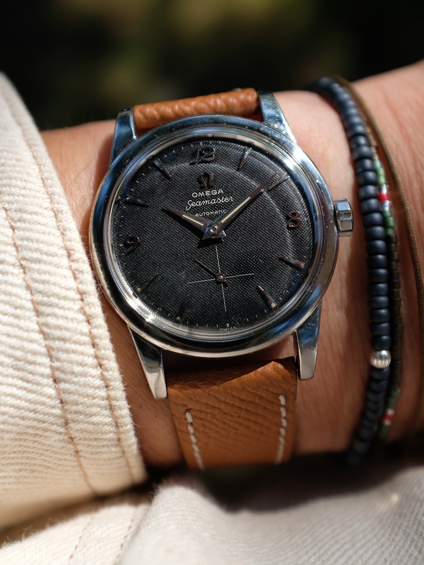 Looks like a watch a handsome, intelligent, successful, alcoholic advertising executive from the 1950s would wear. 

-1954 Omega Seamaster 2576-8 Honeycomb Breguet dial