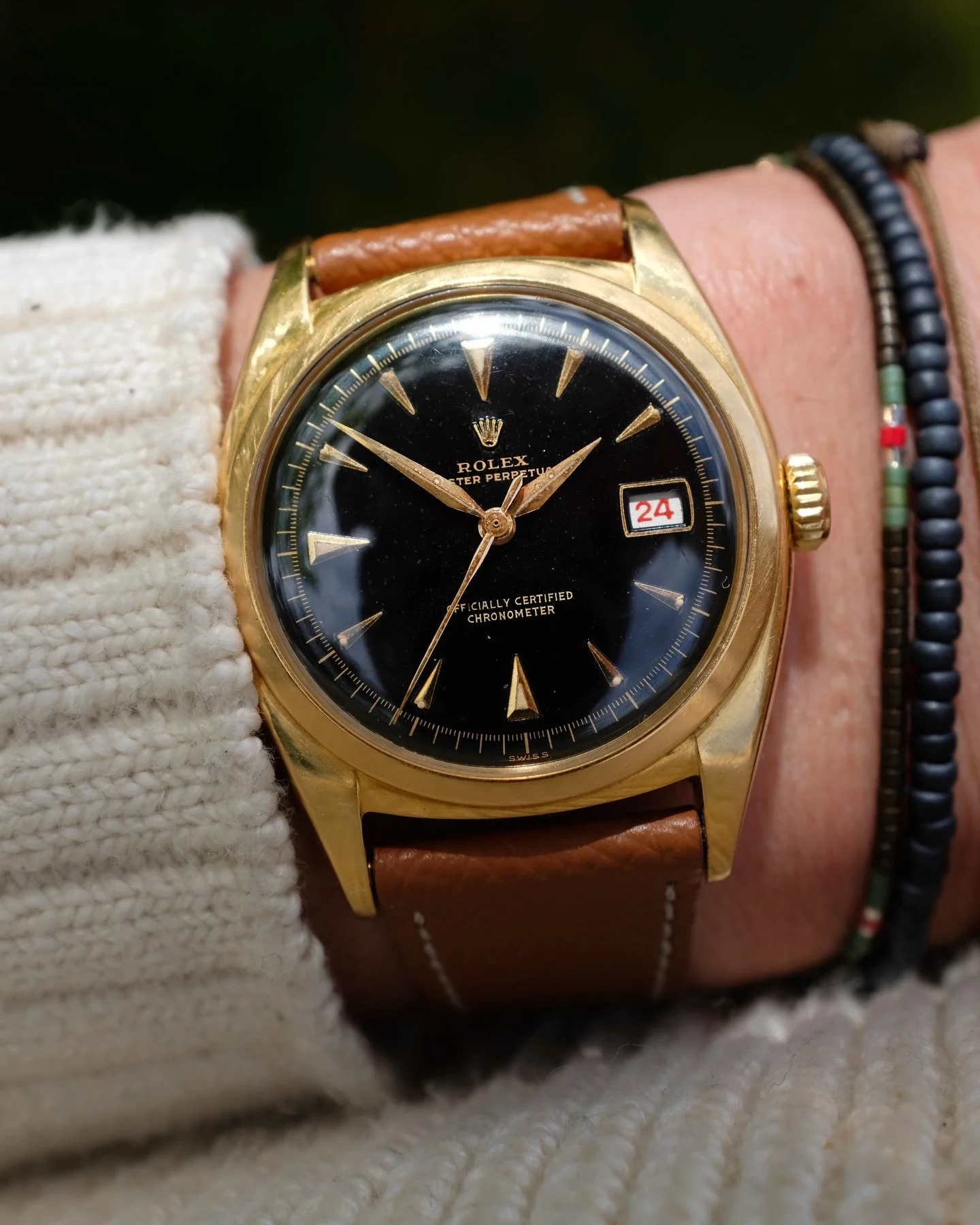 I don&rsquo;t even know why this one is for sale. I should just keep it probably. 

-1950 Rolex &ldquo;Ovettone&rdquo; 6030 Bubbleback Black Gilt Dial in 18k Yellow Gold