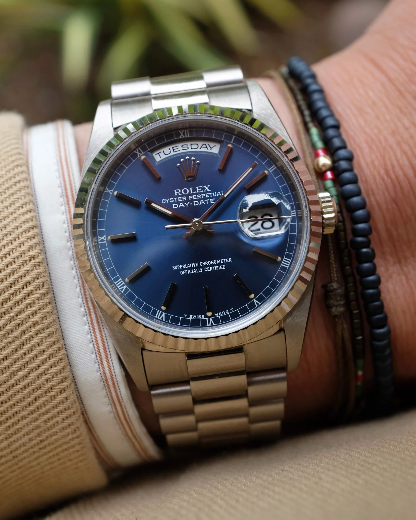 Safe to say this one hasn&rsquo;t been worn much at all, which makes it all the more perfect for someone&rsquo;s 30th birth year watch. 

-1996 Rolex Day-Date 18239 WG Blue Dial