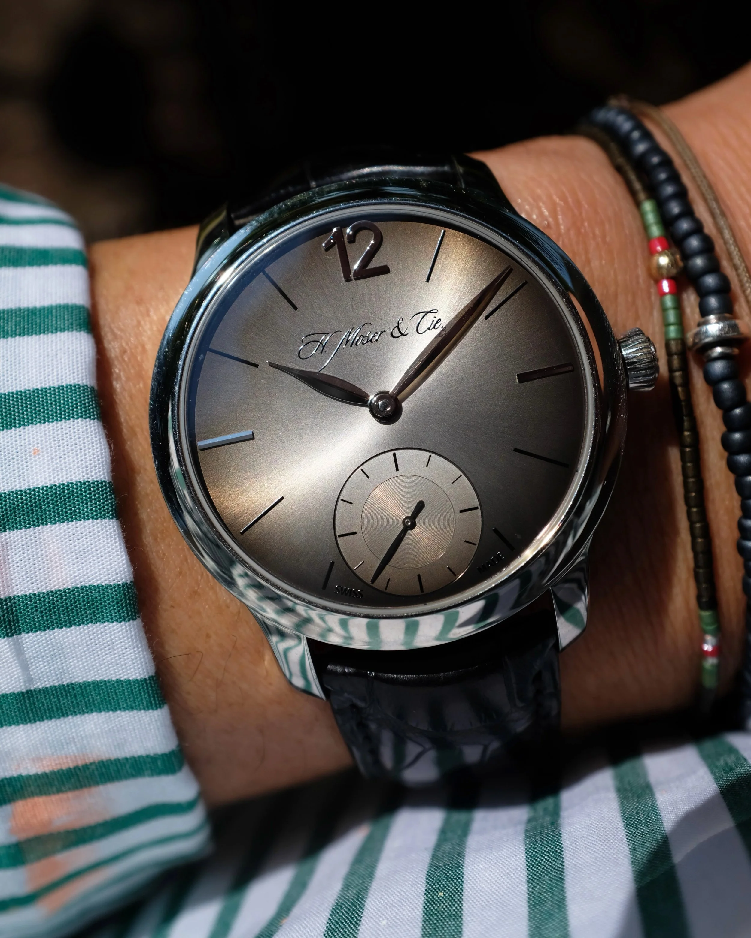 The closer you look, the more interesting it gets. 

-2012 H. Moser &amp; Cie Endeavor Mayu Palladium Fume Small Seconds Dial Full Set