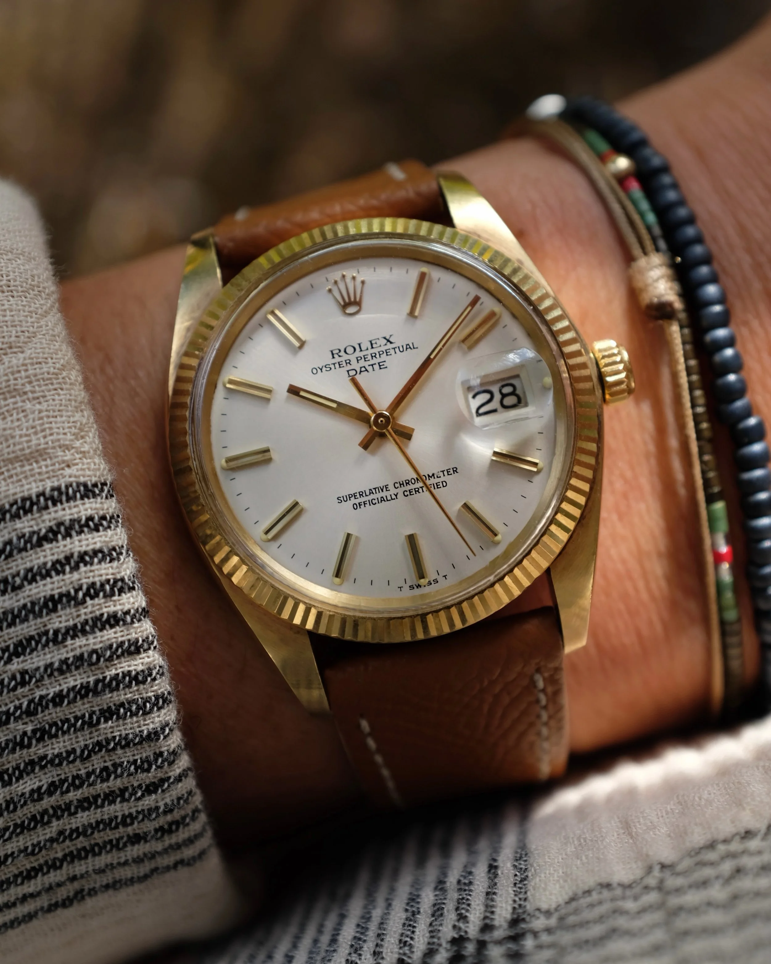 As classic and ubiquitous as a gold Rolex gets, yet when it&rsquo;s this condition I&rsquo;m staring at it like I&rsquo;ve never seen anything like it. 

-1978 Rolex Oyster Perpetual Date 1503 in 14k yellow gold