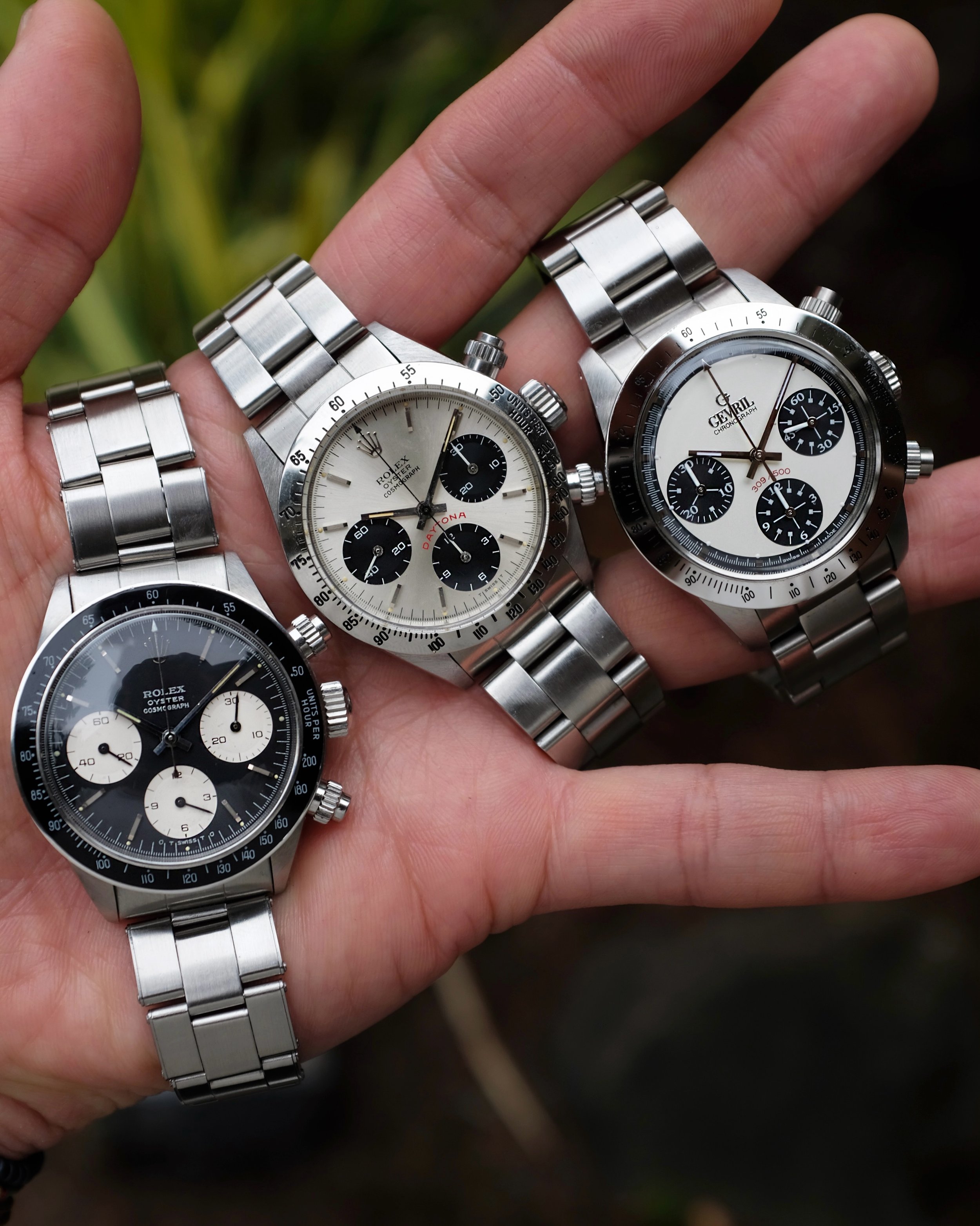 One of these things is not like the other. 

-1974 Rolex Daytona 6263 Sigma Dial 
-1977 Rolex Daytona 6265 Big Red
-2020s Gevril Tribeca Limited Edition
