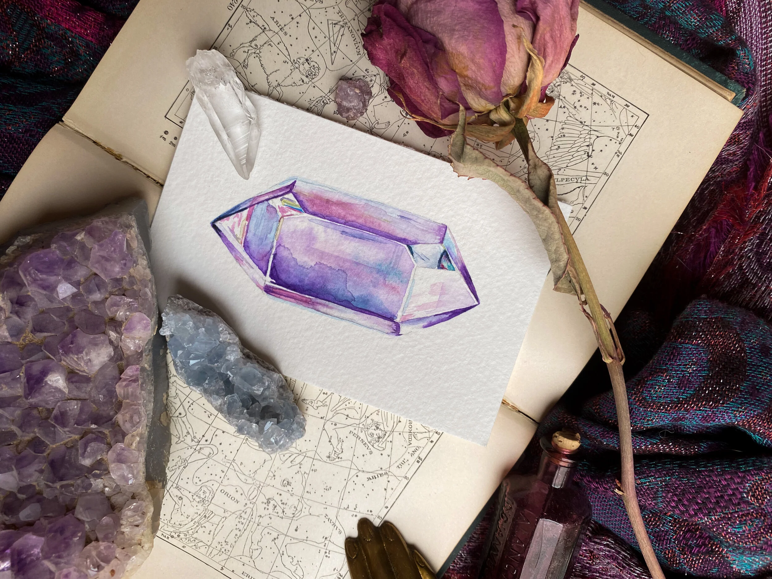 [jan 29] crystals in watercolor