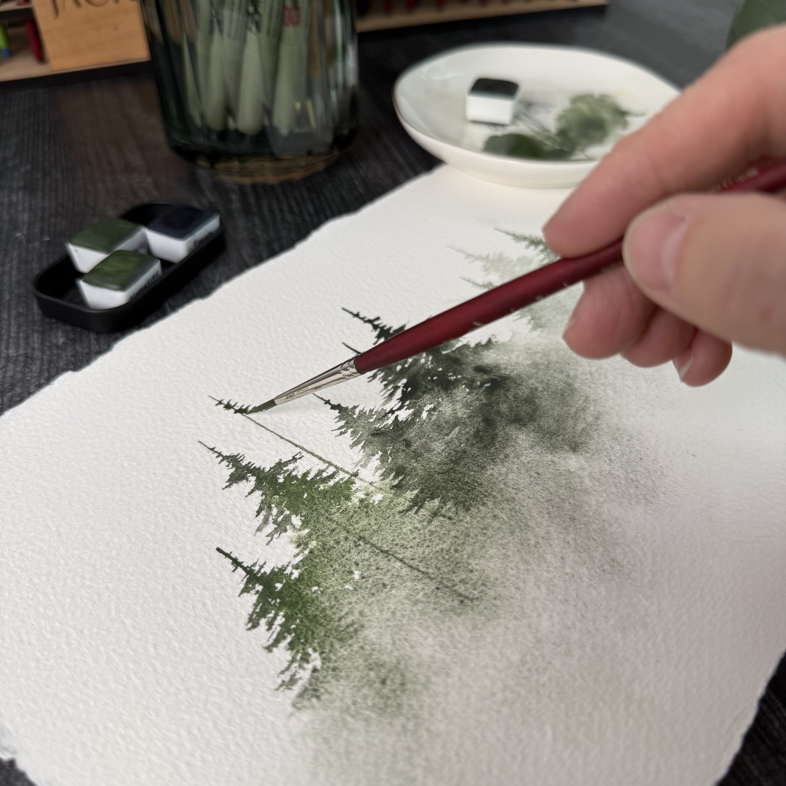[sept 20] misty trees in watercolor