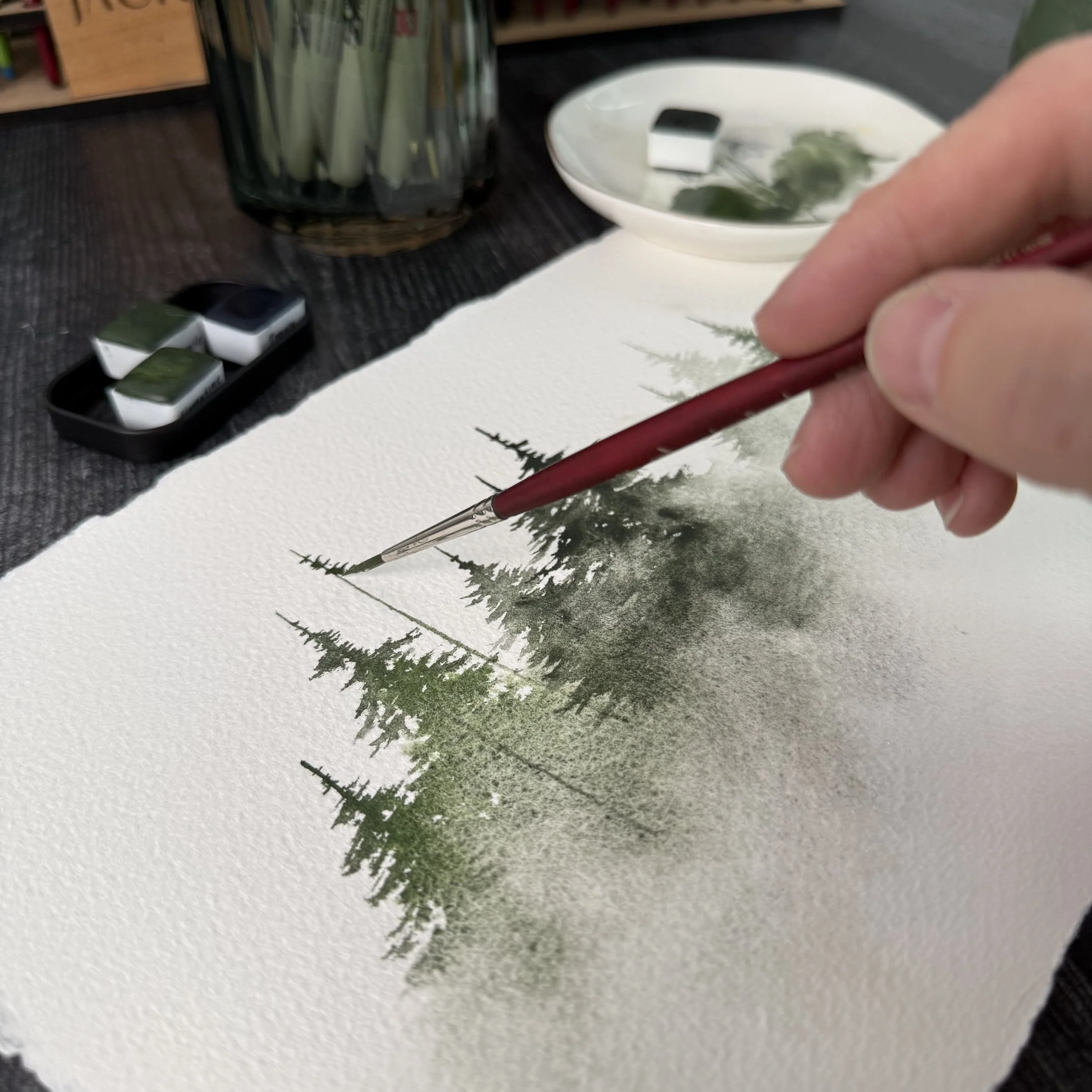 [sept 20] misty trees in watercolor