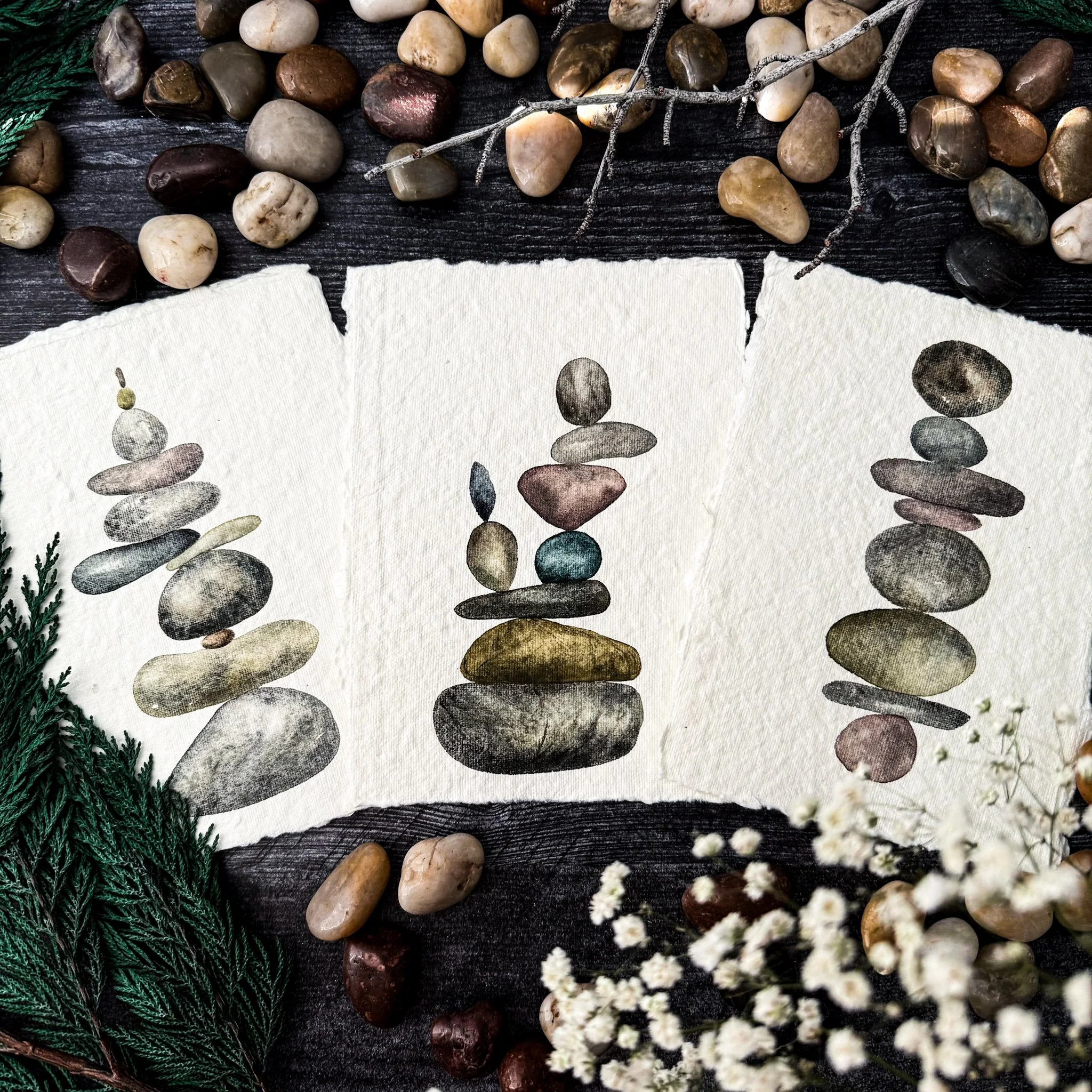 [june 13] meditative rocks in watercolor