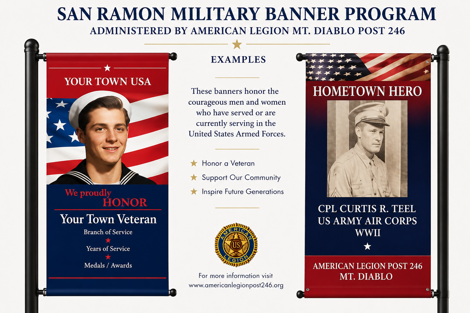 Military Banners for San Ramon — American Legion Post 246