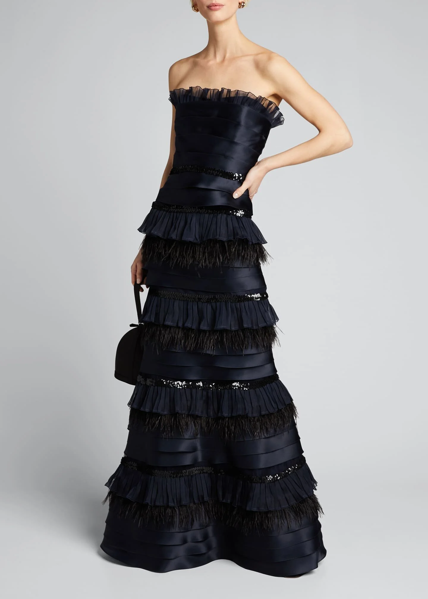 ruffled evening gowns