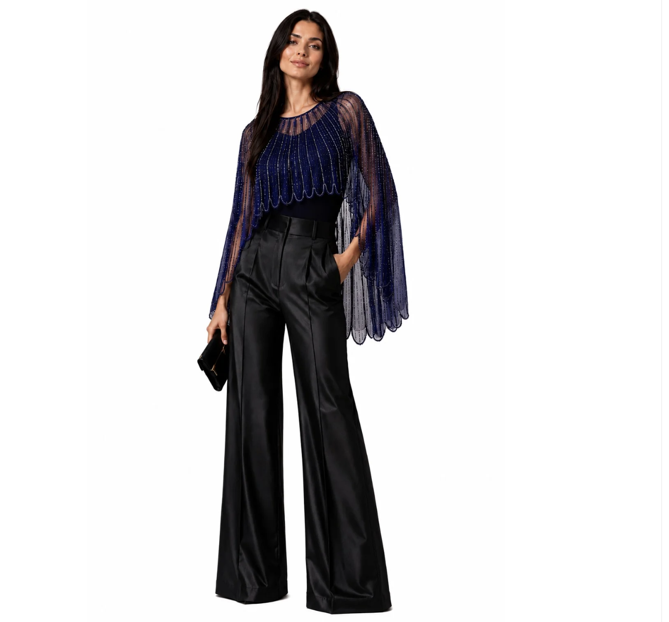 NEW! Handcrafted Jeweled Poncho in Royal