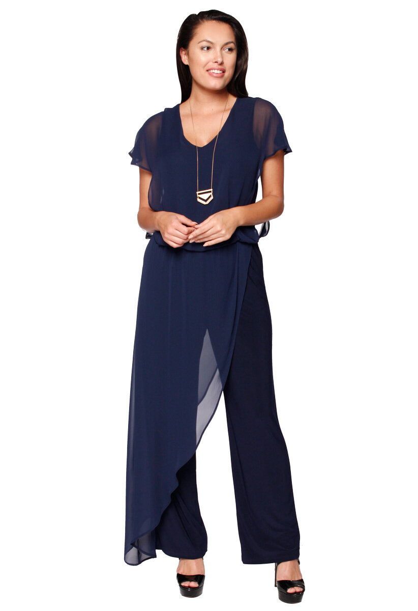 Shop Plus Size V-neck Isa Chiffon Jumpsuit in Black | Taking Shape AU