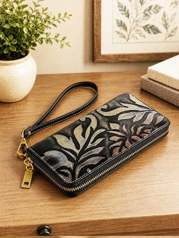NEW! Leather Floral Embossed Cell Phone/Wallet