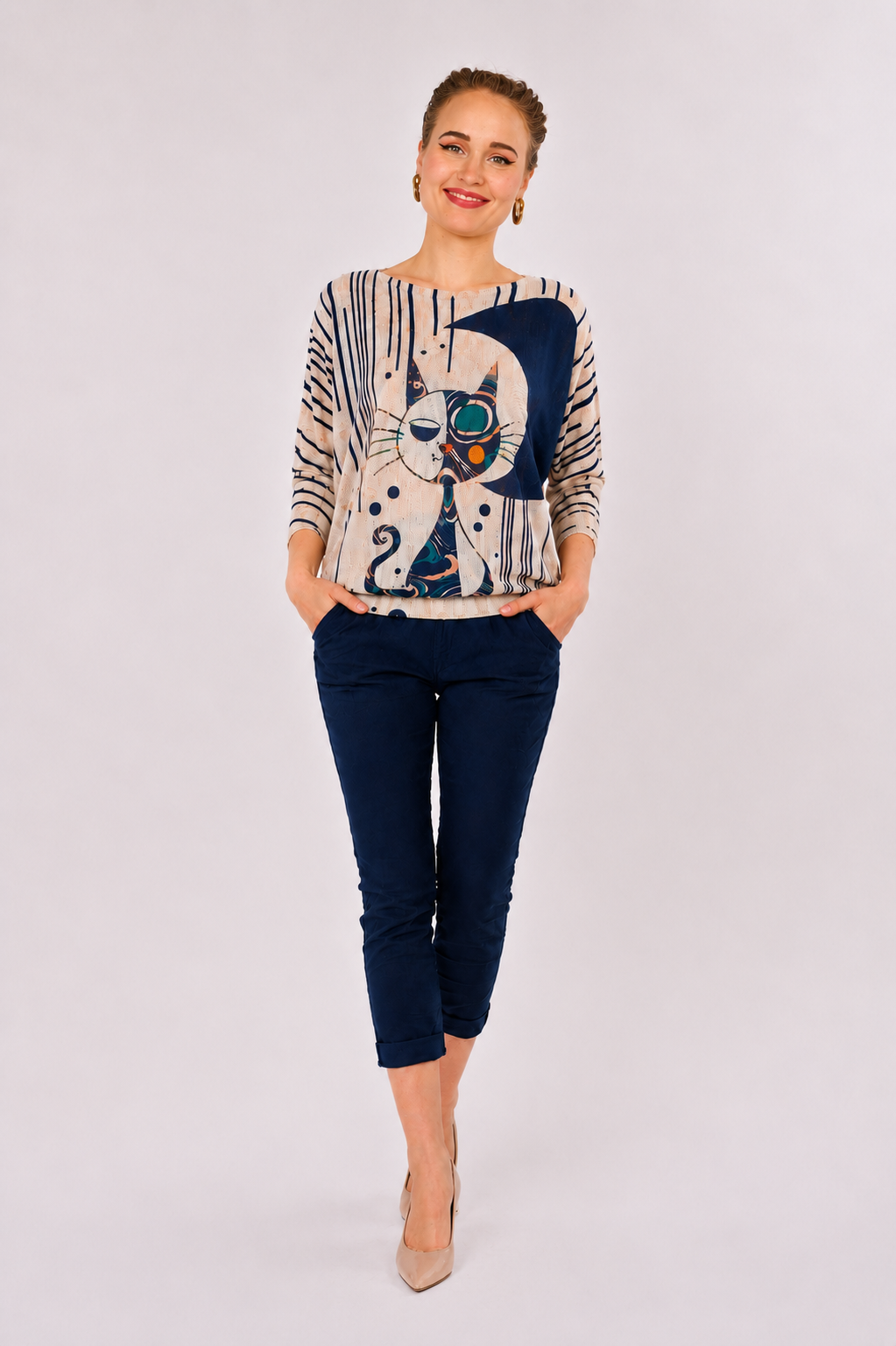 NEW! Abstract Cat Moon Top